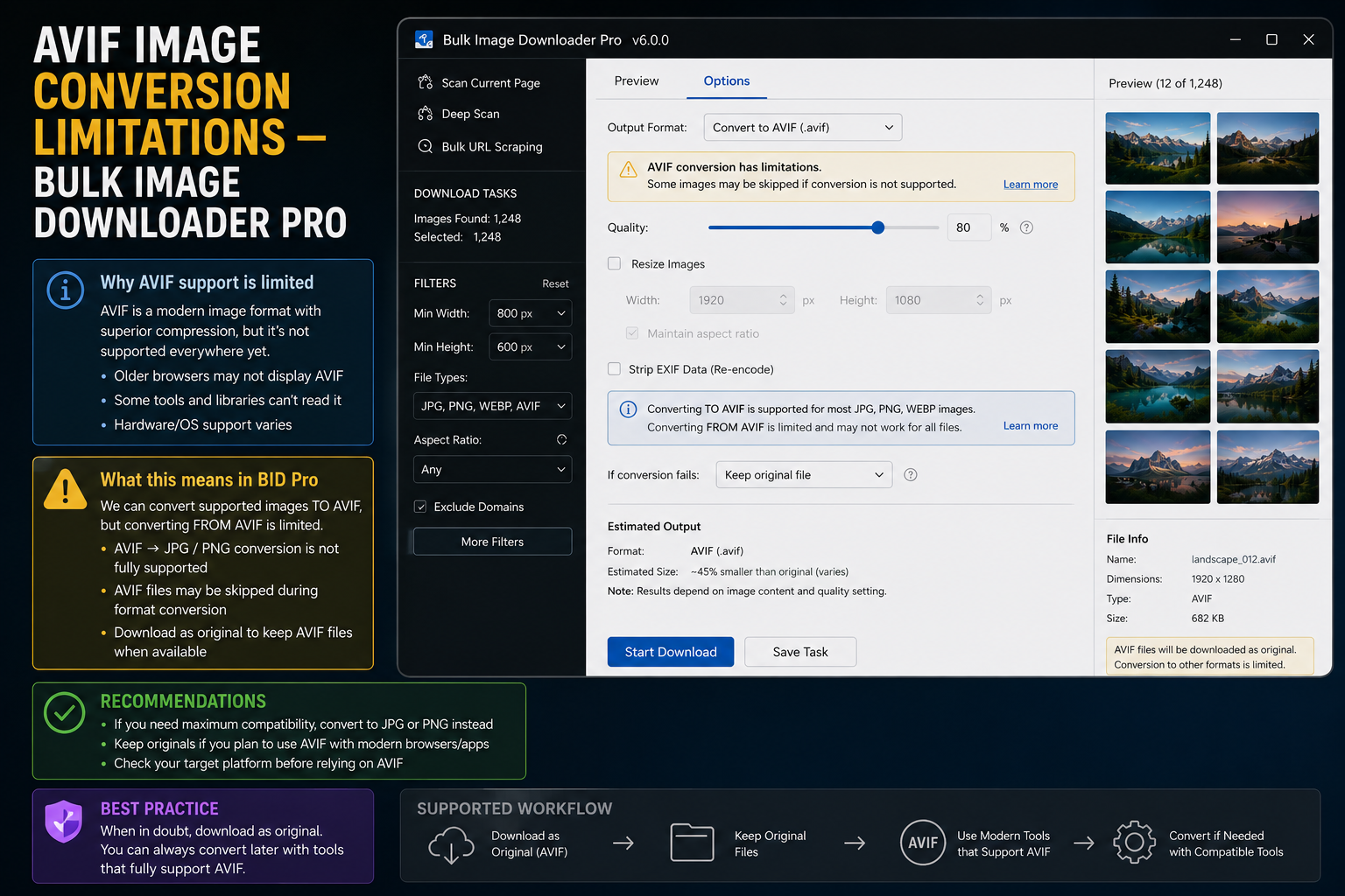 AVIF Image Conversion Limitations — Bulk Image Downloader From URL List