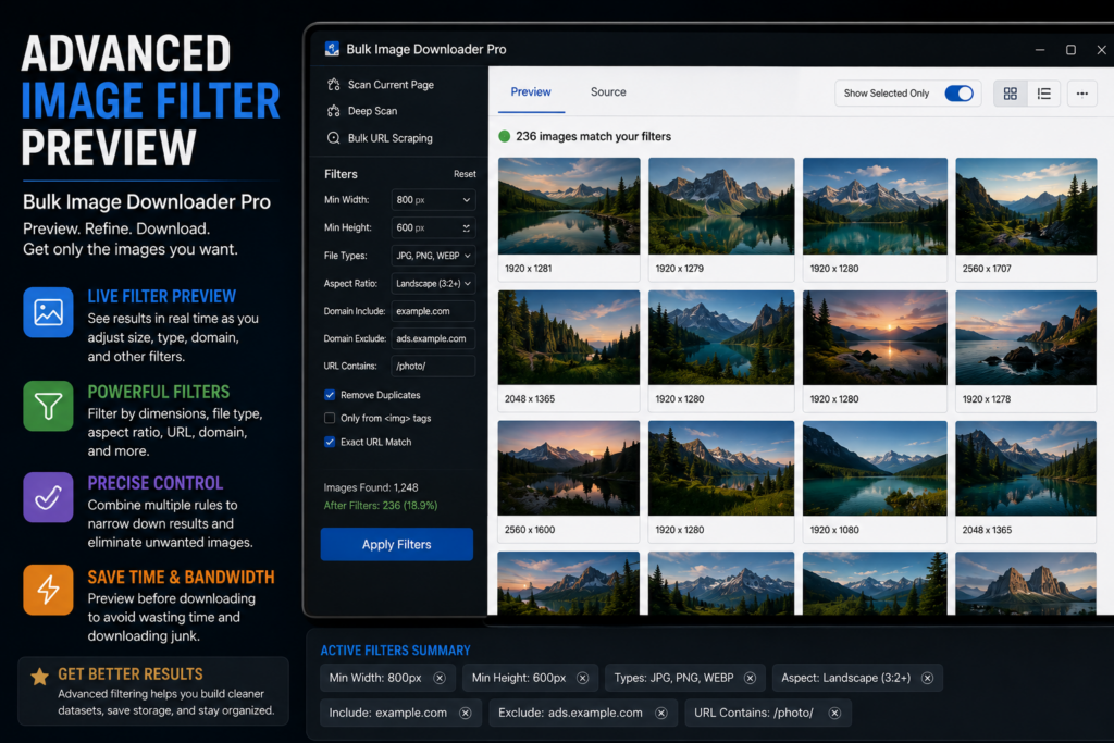 Advanced Image Filter Preview — Bulk Image Downloader Pro