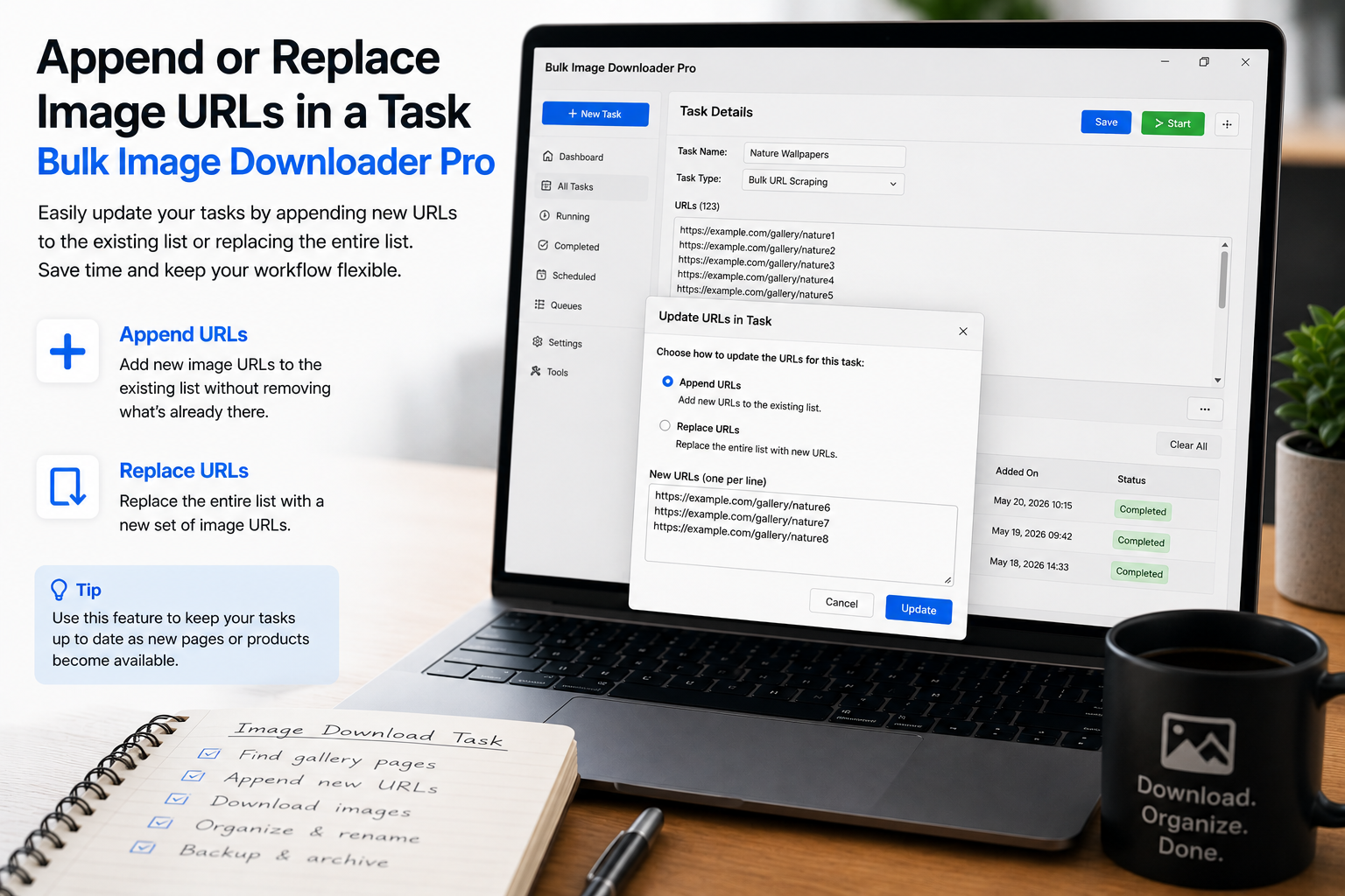 Append or Replace Image URLs in a Task — Bulk Image Downloader From URL List