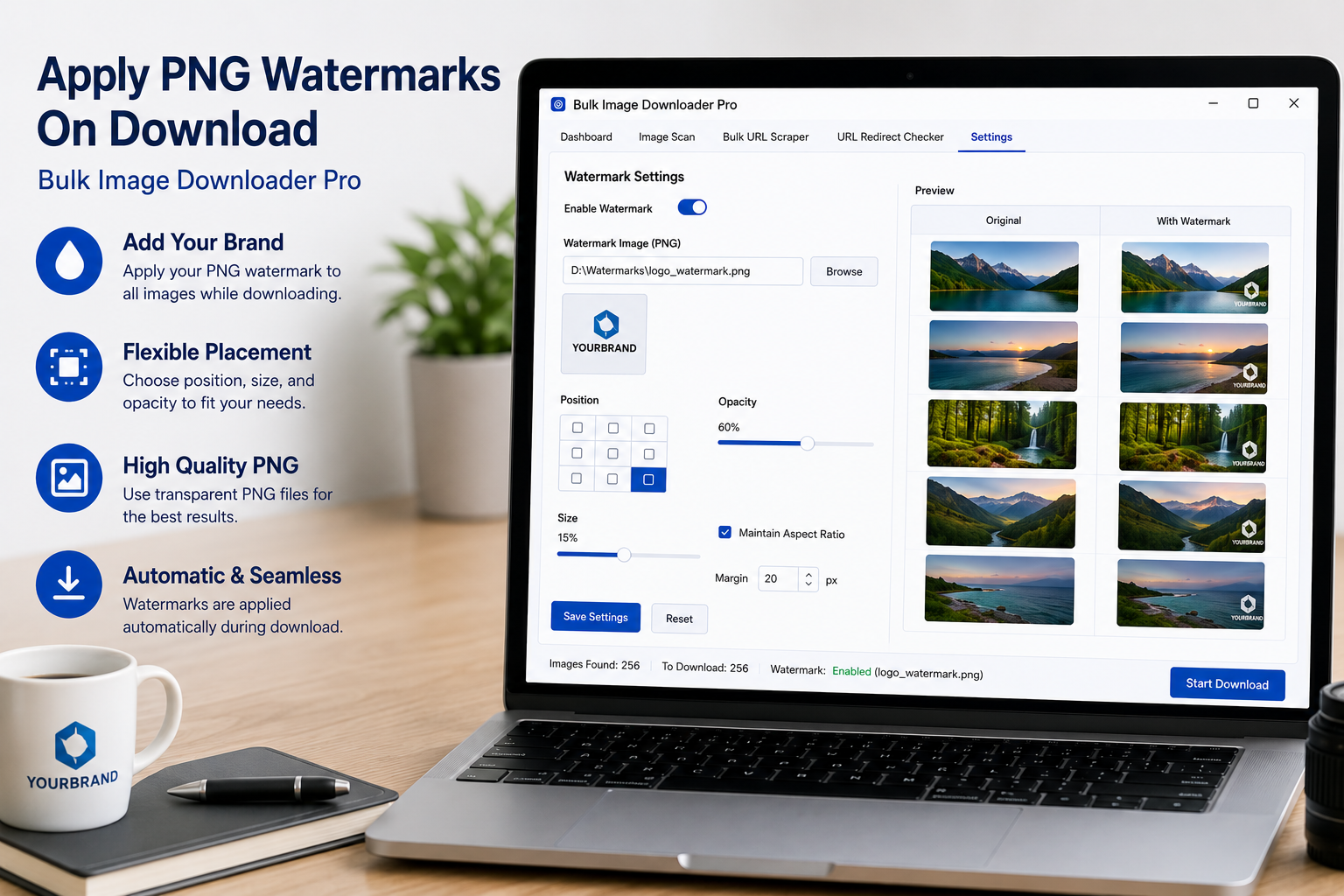 Apply PNG Watermarks On Download — Bulk Image Downloader From URL List