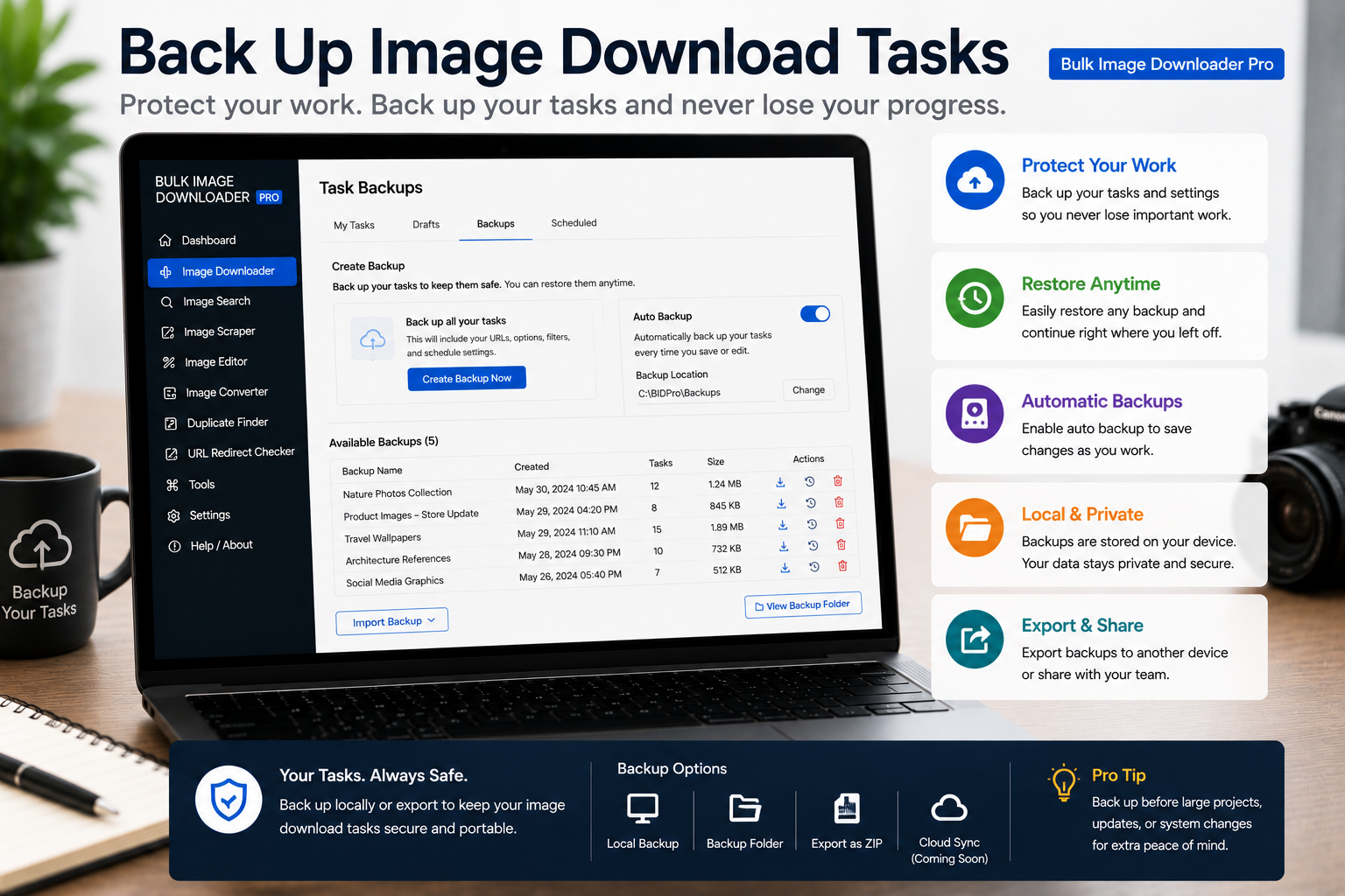 Back Up Image Download Tasks — Bulk Image Downloader From URL List