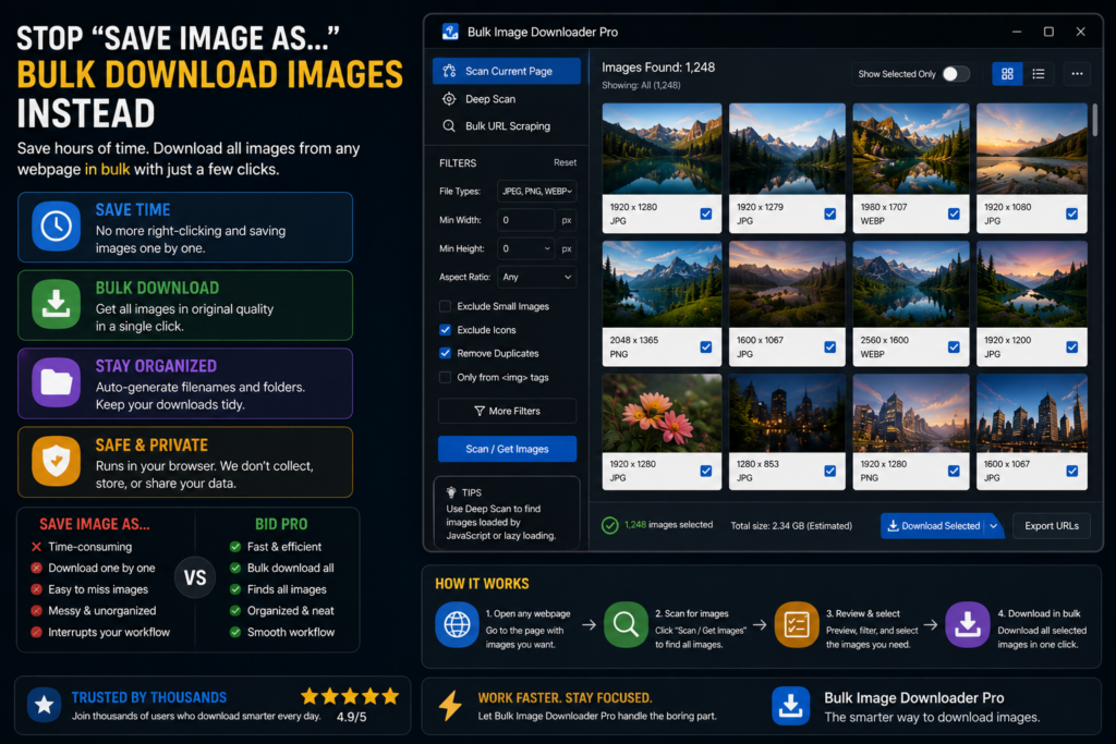 Bulk Download Images Instead of Save Image As — Bulk Image Downloader Pro