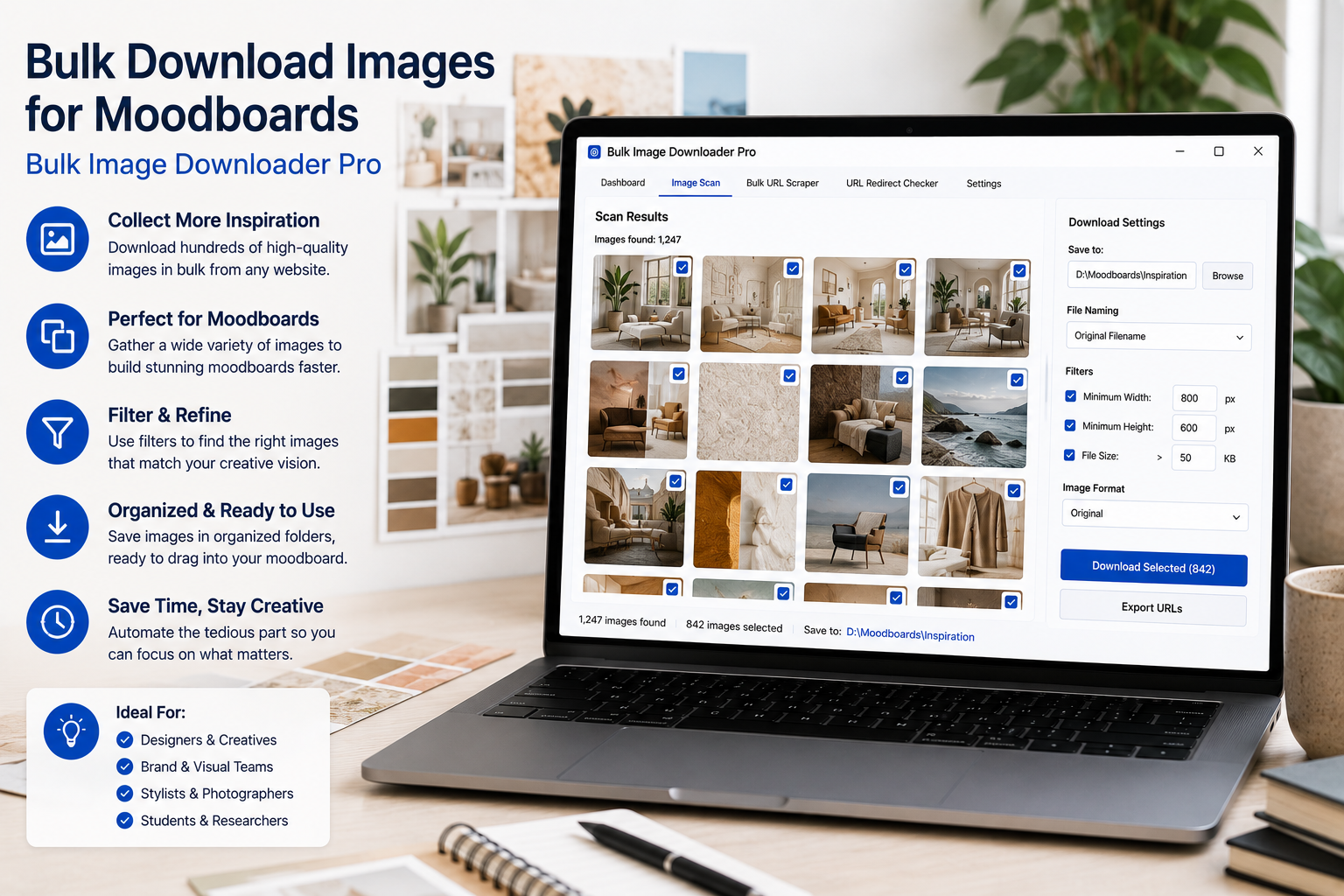 Bulk Download Images for Moodboards — Bulk Image Downloader From URL List