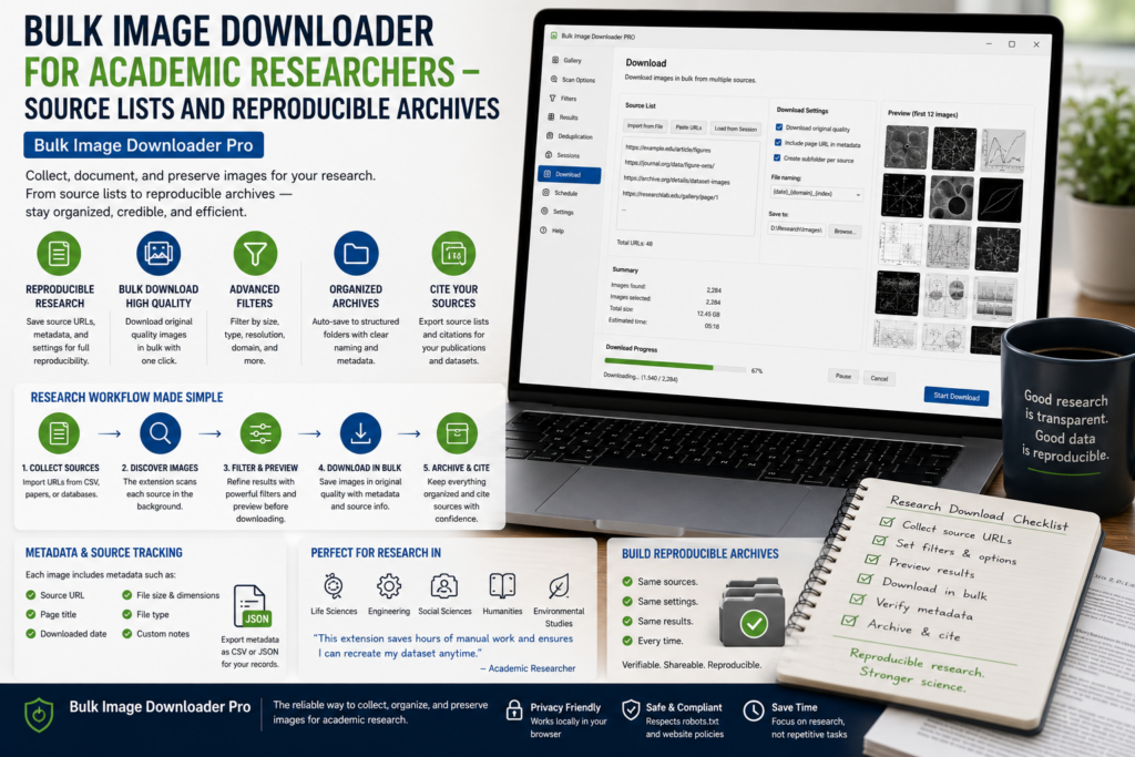 Bulk Image Downloader for Academic Researchers — Source Lists and Reproducible Archives