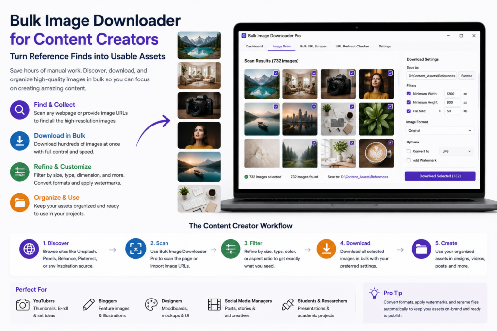 Bulk Image Downloader for Content Creators — Turn Reference Finds into Usable Assets
