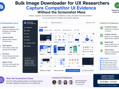 Bulk Image Downloader for UX Researchers — Capture Competitor UI Evidence Without the Screenshot Mess