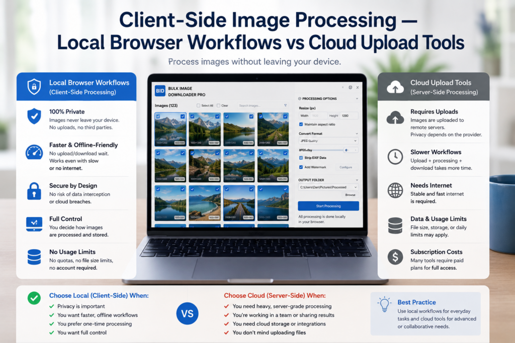 Client-Side Image Processing — Local Browser Workflows vs Cloud Upload Tools