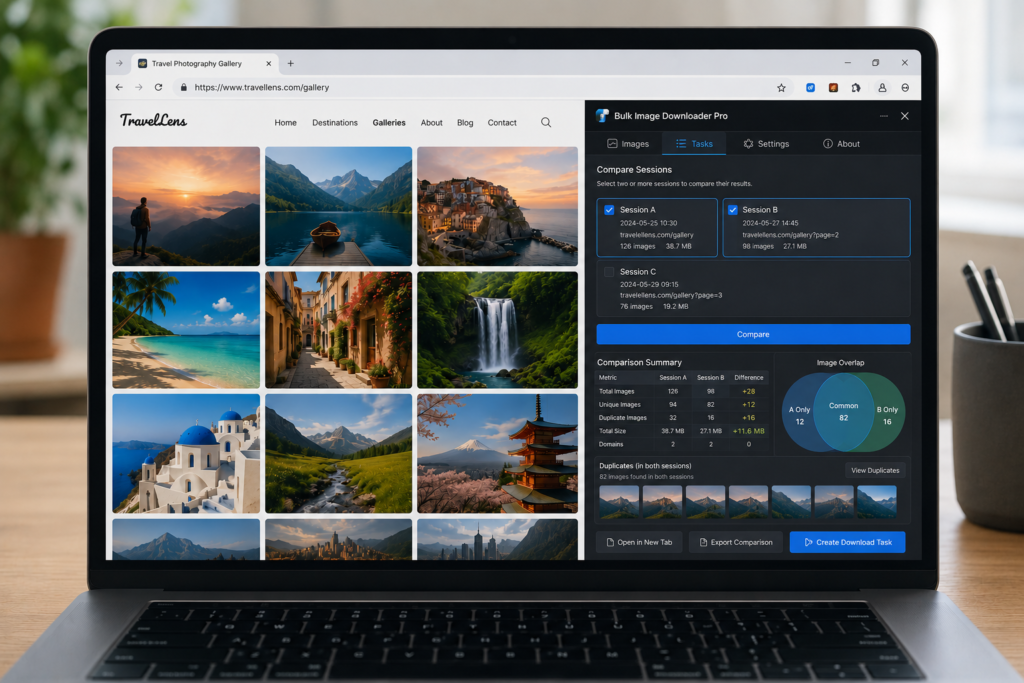 Compare Image Scraping Sessions — Bulk Image Downloader Pro
