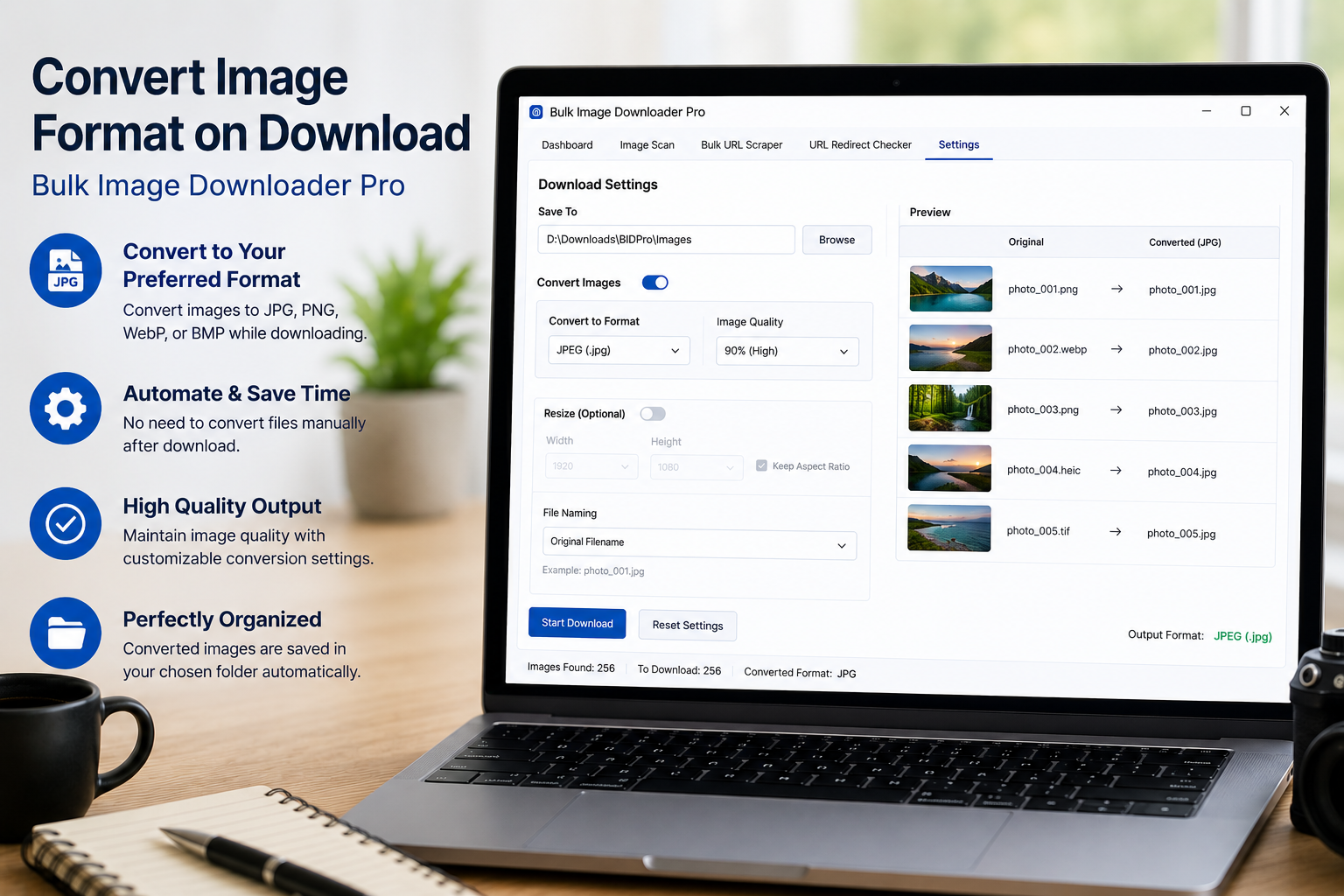Convert Image Format On Download — Bulk Image Downloader From URL List