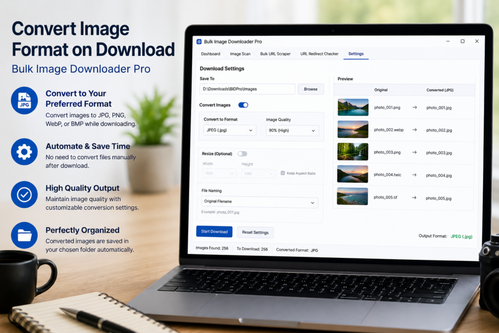 Convert Image Format On Download — Bulk Image Downloader Pro
