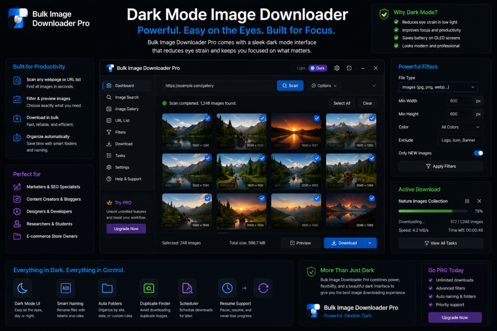 Dark Mode Image Downloader — Bulk Image Downloader Pro