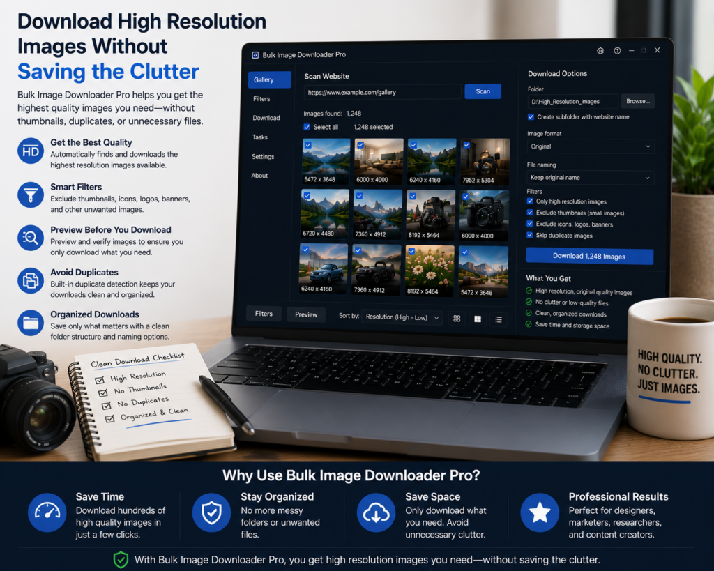 Download High Resolution Images Without Saving the Clutter