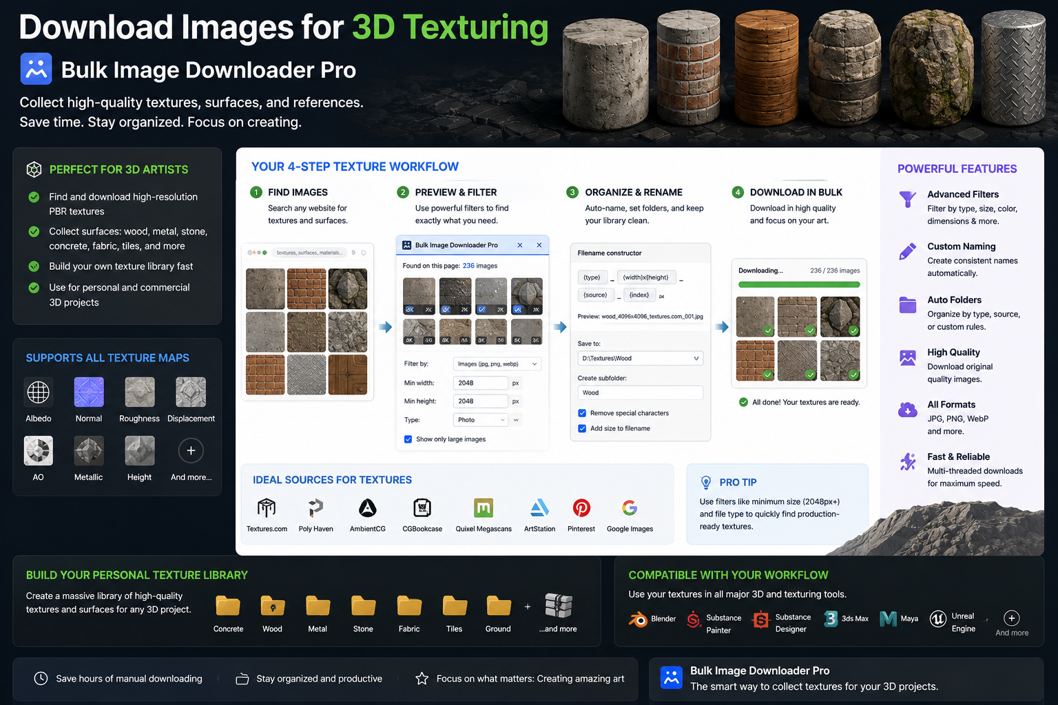 Download Images for 3D Texturing — Bulk Image Downloader From URL List