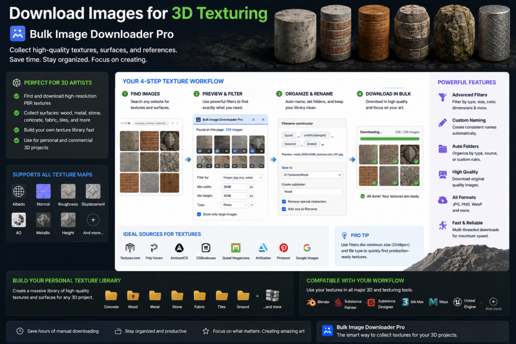 Download Images for 3D Texturing — Bulk Image Downloader Pro