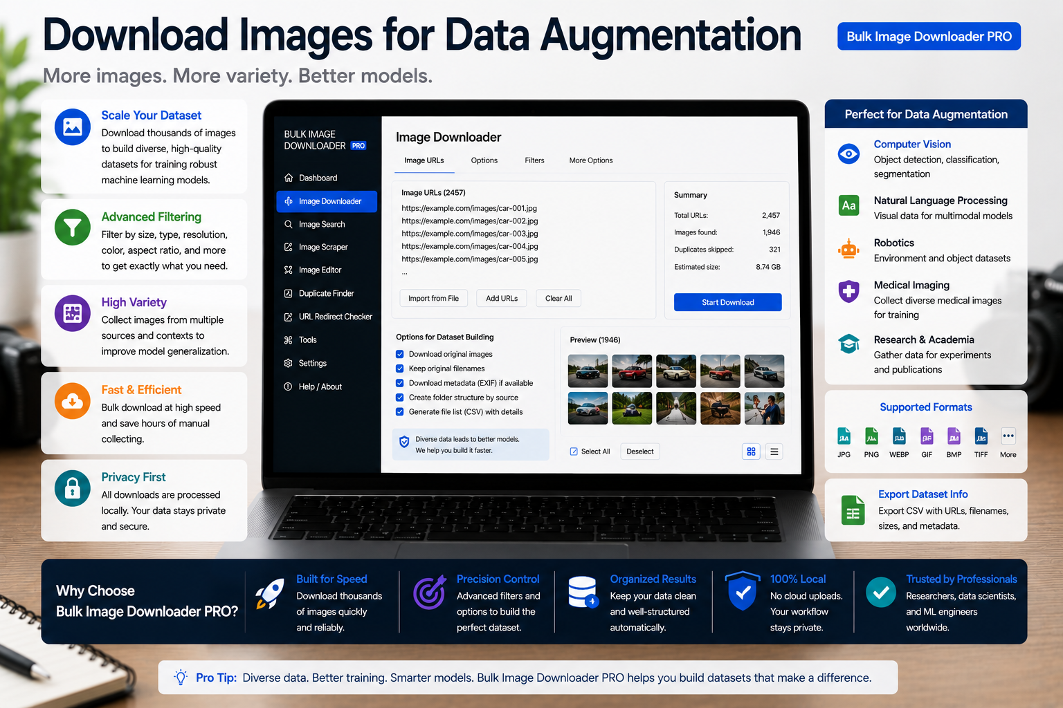 Download Images for Data Augmentation — Bulk Image Downloader From URL List