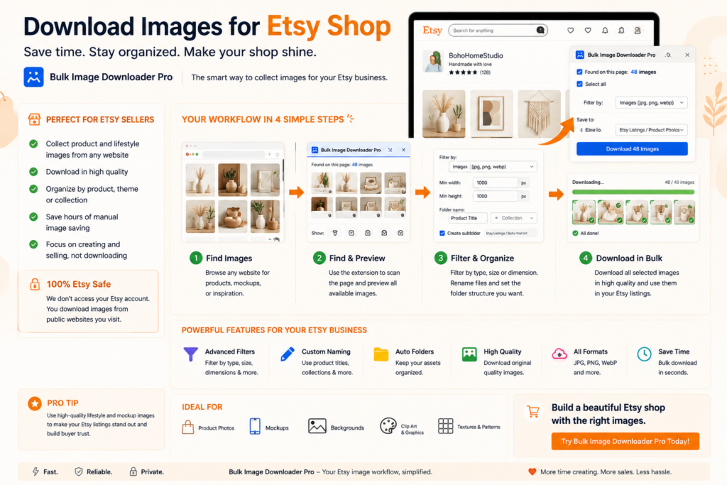 Download Images for Etsy Shop Bulk Image Downloader Pro