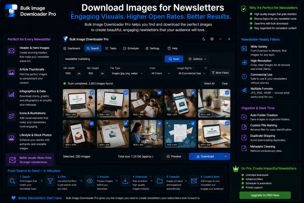 Download Images for Newsletters — Bulk Image Downloader Pro
