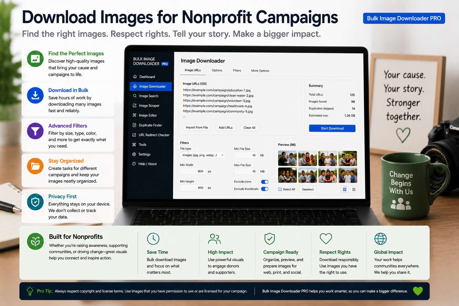 Download Images for Nonprofit Campaigns — Bulk Image Downloader From URL List