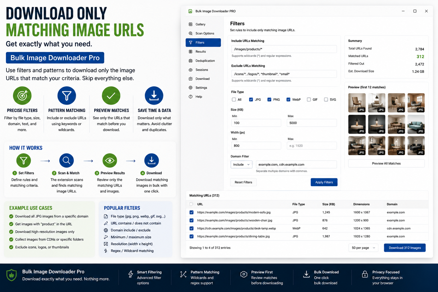 Download Only Matching Image URLs — Bulk Image Downloader From URL List