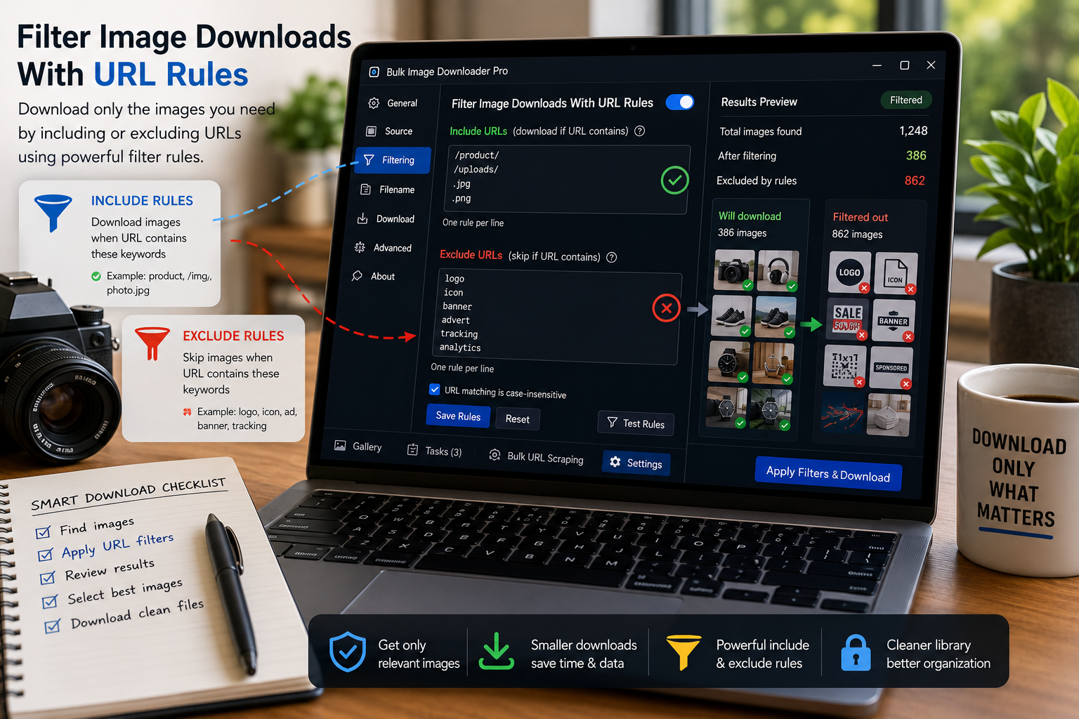 Filter Image Downloads With URL Rules — Bulk Image Downloader From URL List