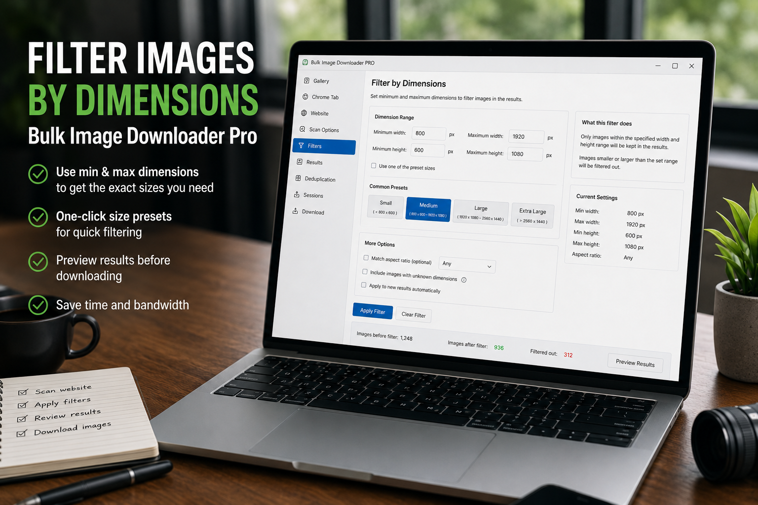 Filter Images by Dimensions — Bulk Image Downloader From URL List
