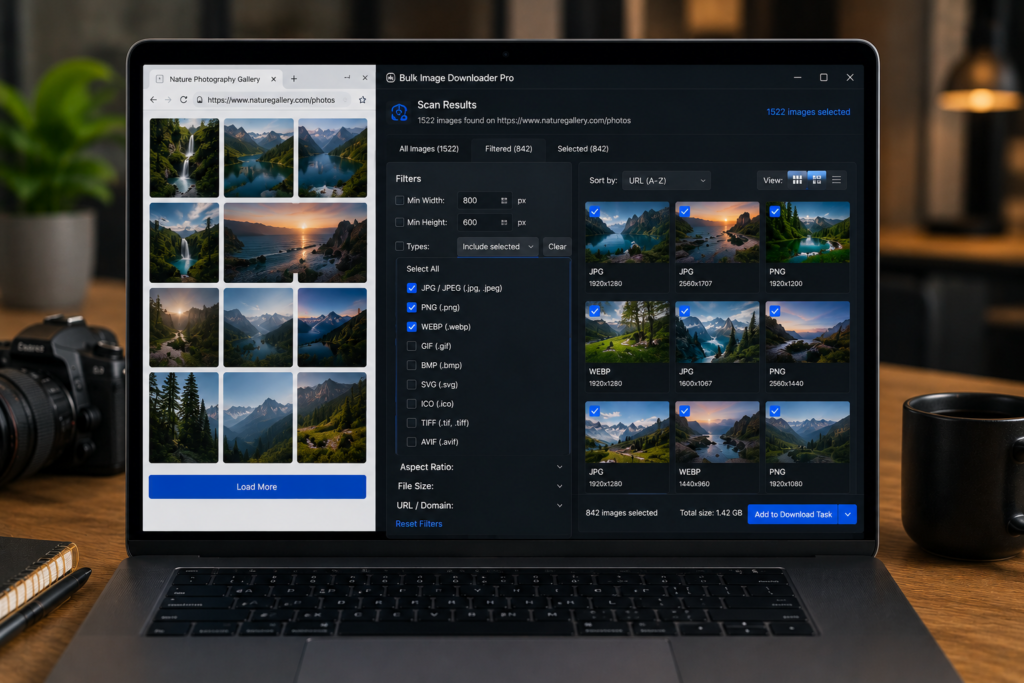 Filter Images by File Type — Bulk Image Downloader Pro