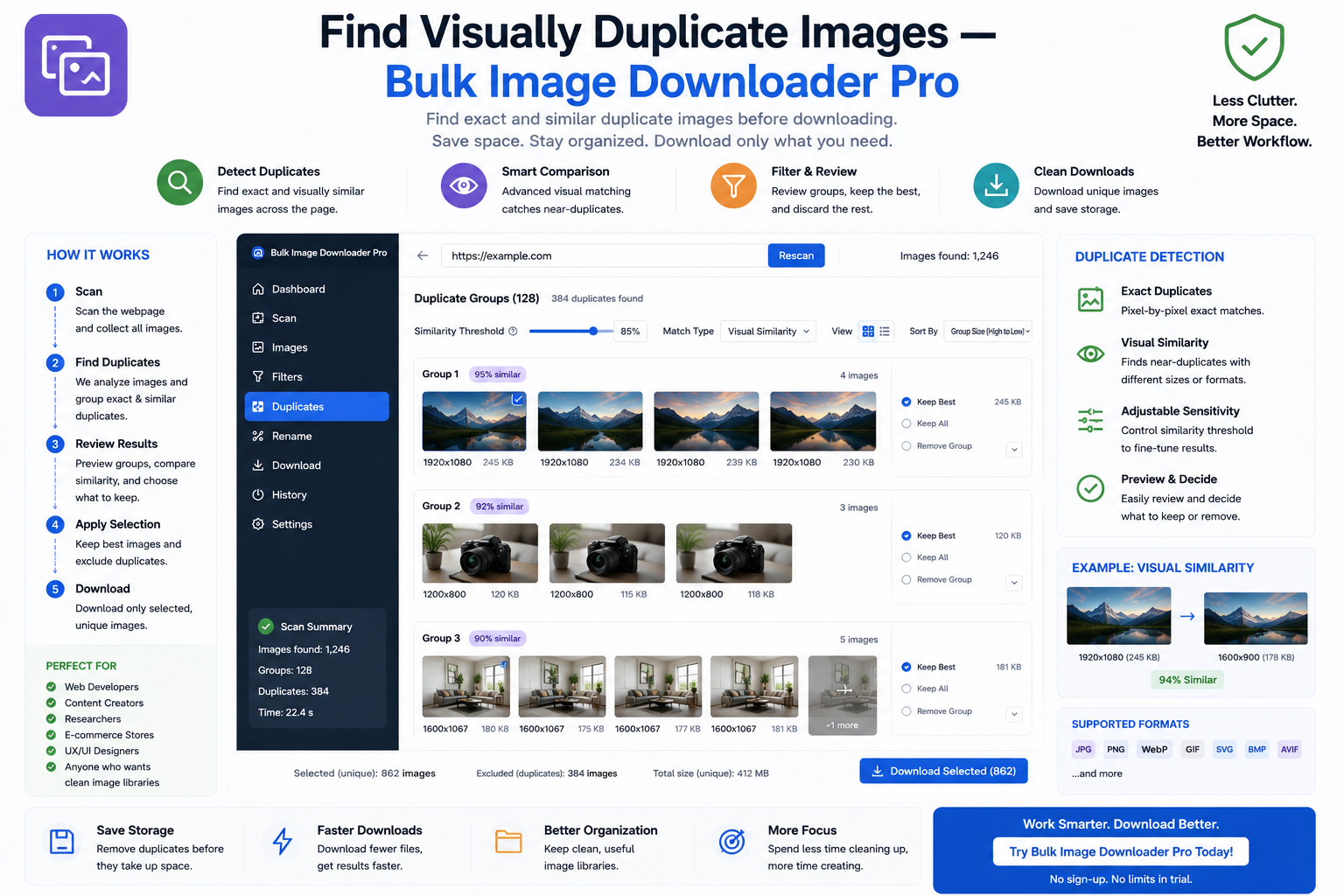 Find Visually Duplicate Images — Bulk Image Downloader From URL List