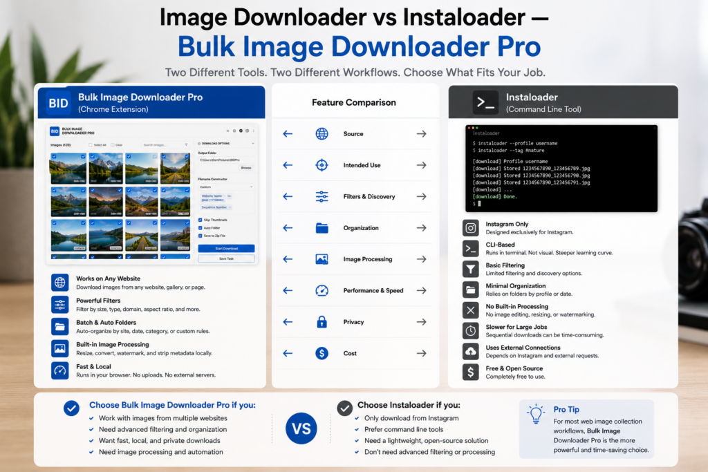 Image Downloader vs Instaloader — Bulk Image Downloader Pro