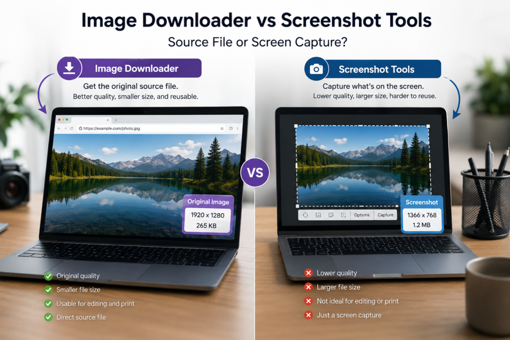 Image Downloader vs Screenshot Tools — Source File or Screen Capture