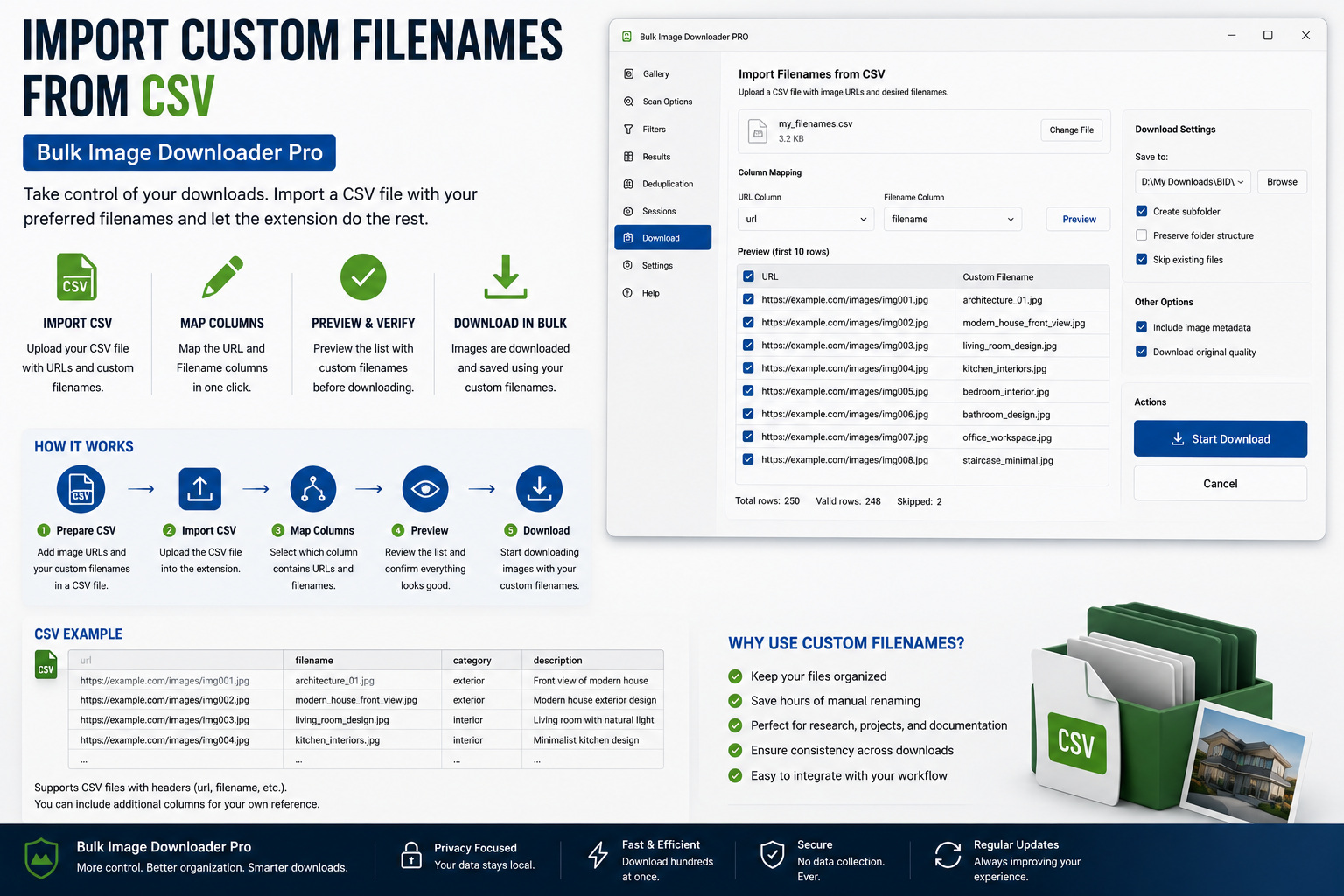 Import Custom Filenames From CSV — Bulk Image Downloader From URL List