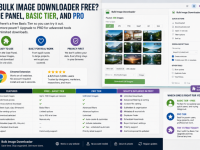 Is Bulk Image Downloader Free — Side Panel, Basic Tier, and PRO