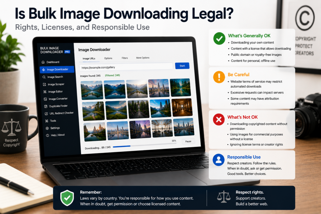 Is Bulk Image Downloading Legal — Rights, Licenses, and Responsible Use