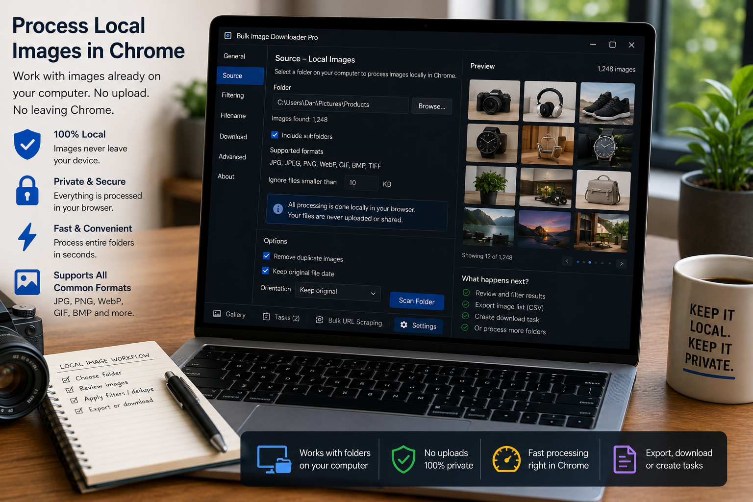 Process Local Images in Chrome — Bulk Image Downloader From URL List