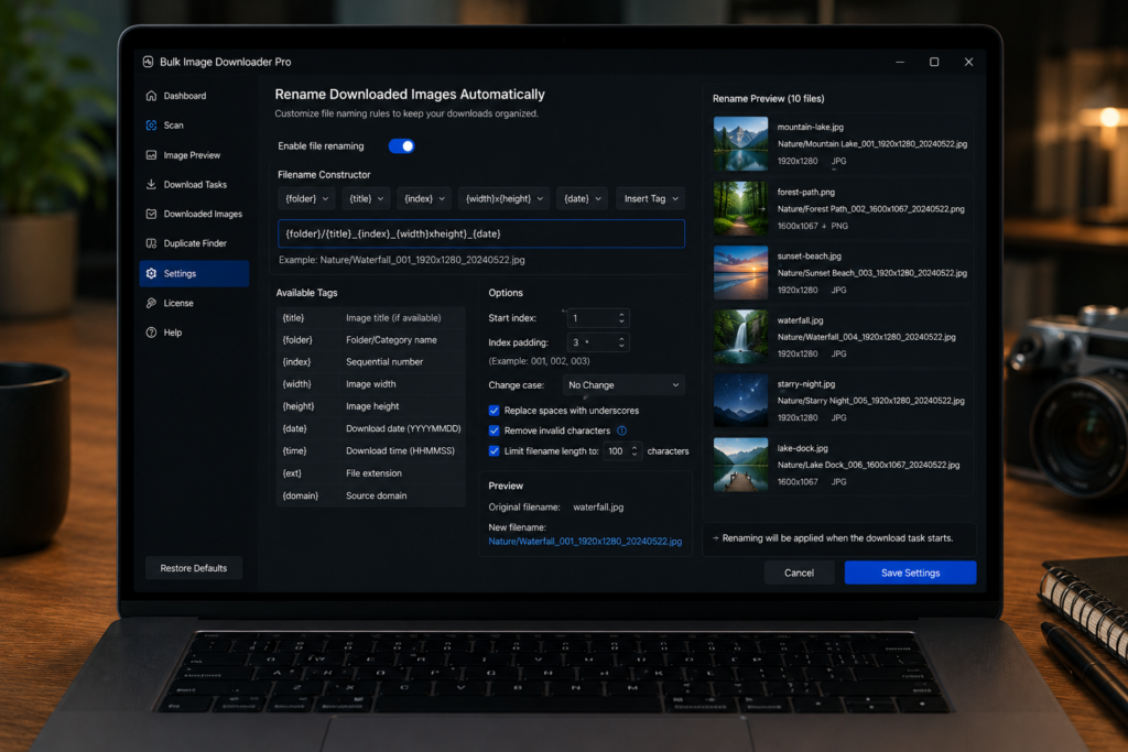 Rename Downloaded Images Automatically — Bulk Image Downloader Pro
