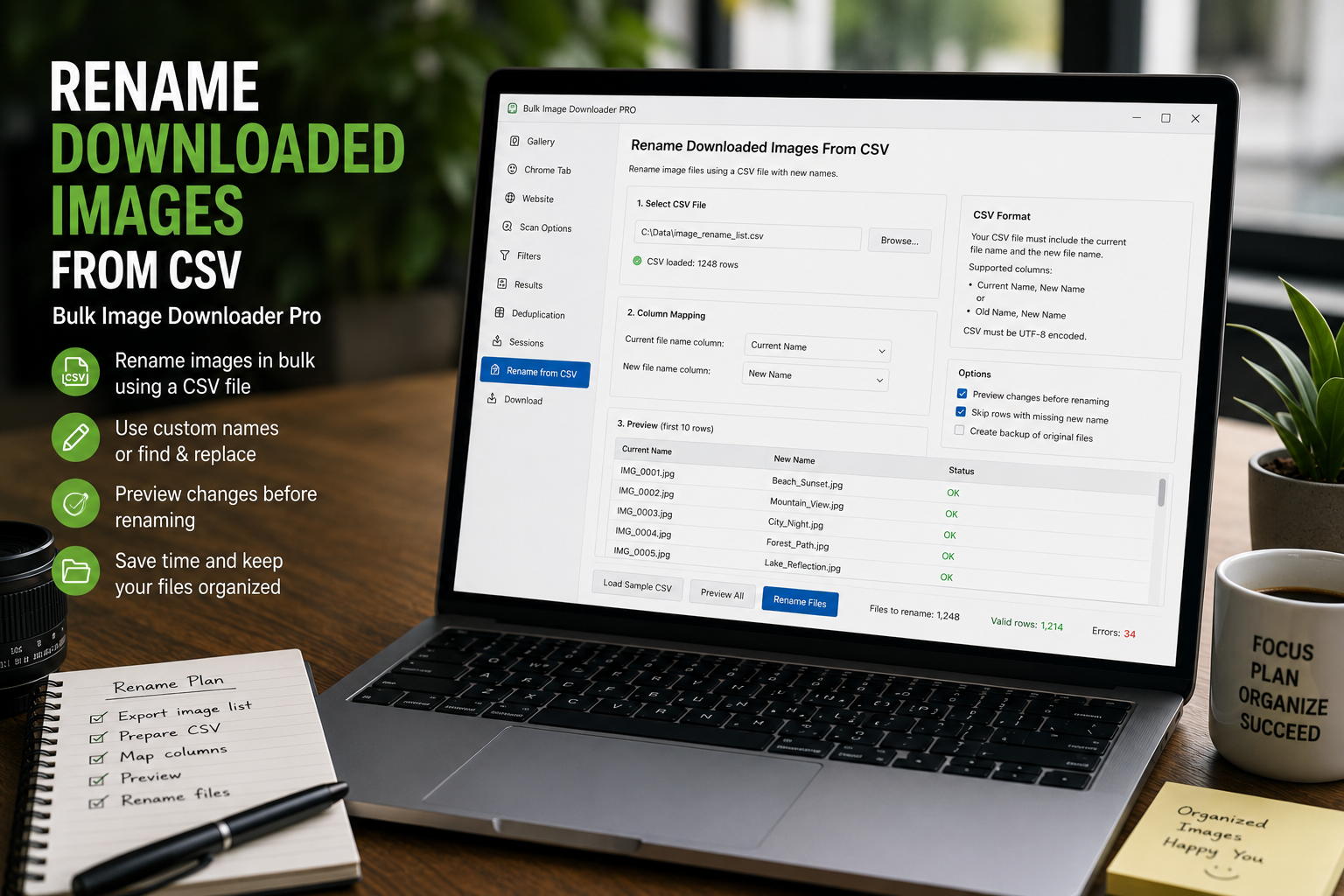 Rename Downloaded Images From CSV — Bulk Image Downloader From URL List