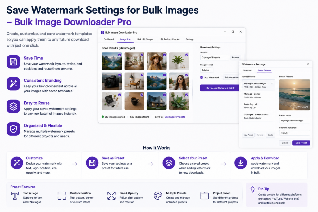 Save Watermark Settings for Bulk Images — Bulk Image Downloader Pro