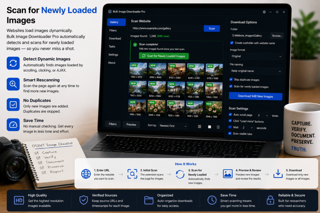 Scan for Newly Loaded Images — Bulk Image Downloader Pro