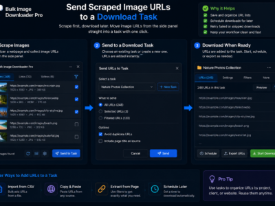 Send Scraped Image URLs to a Download Task — Bulk Image Downloader Pro