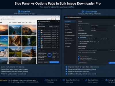 Side Panel vs Options Page in Bulk Image Downloader Pro