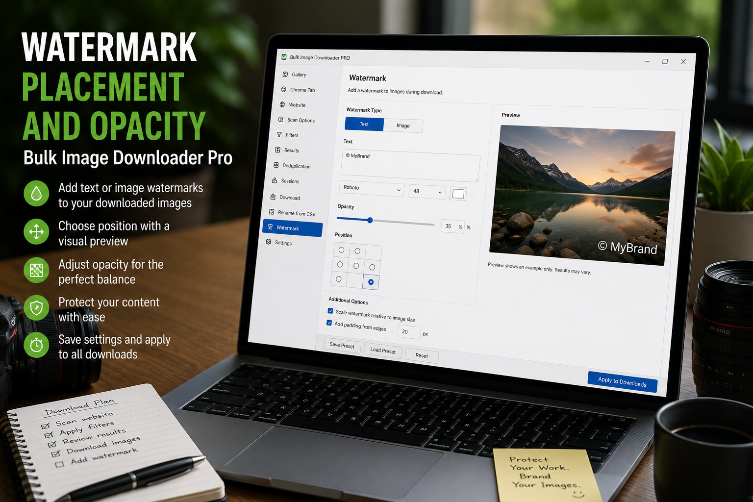 Watermark Placement and Opacity — Bulk Image Downloader From URL List