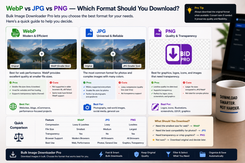 WebP vs JPG vs PNG Images — Which Format Should You Download